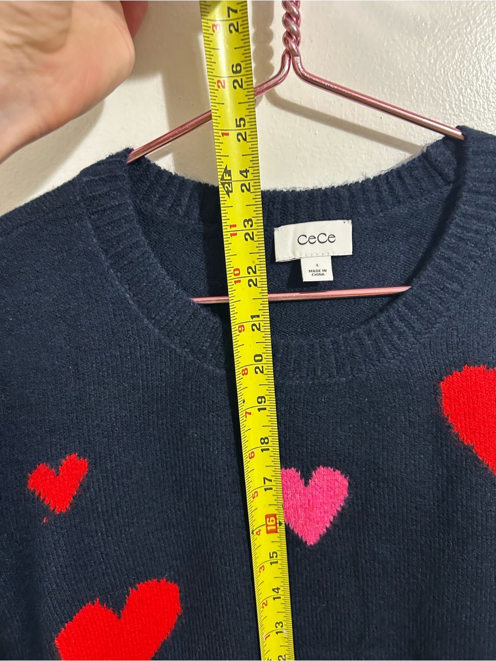 NWT Cece Women’s Crewneck Heart print Short Sleeve Sweater, Large - Picture 7 of 9